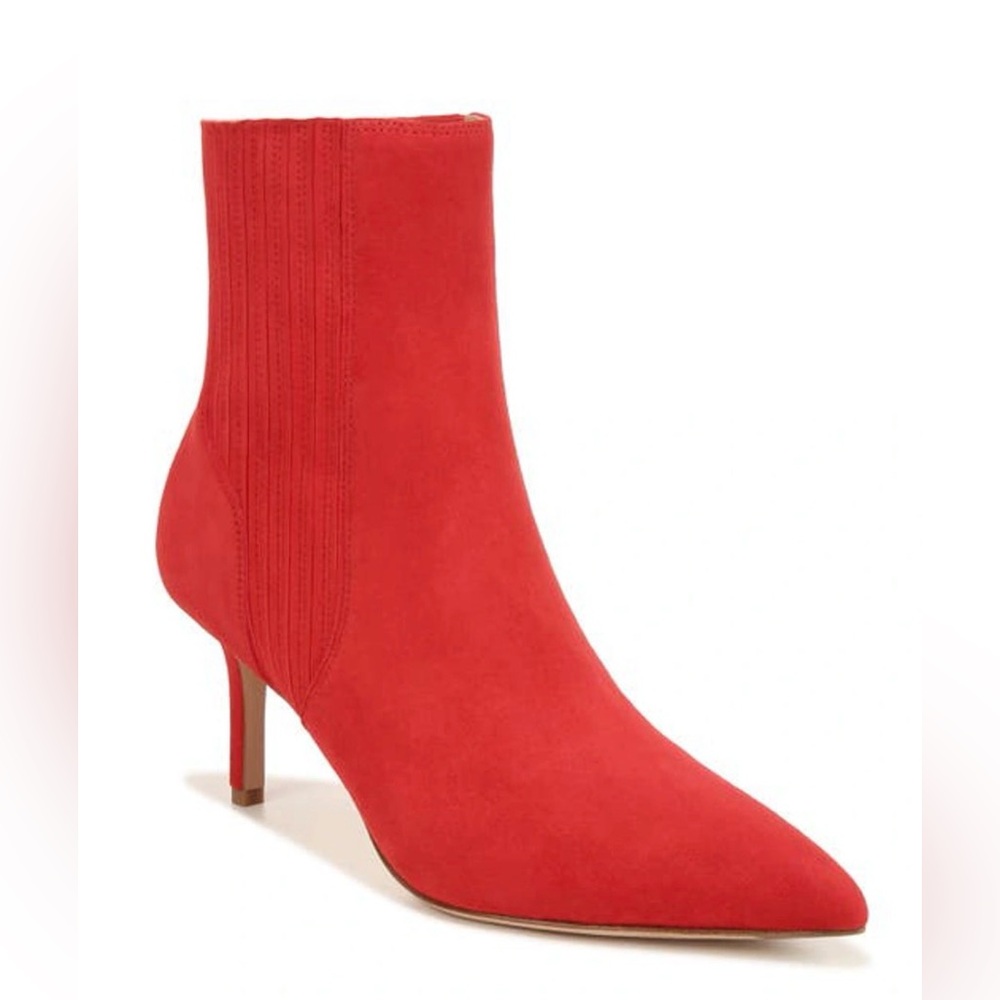 Veronica Beard NEW Lisa Pointed Toe Stiletto Ankle Bootie Red  Suede Size 7.5